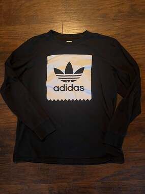 adidas Originals Blackbird Solid Trefoil Long Sleeve Shirt Black Men's Size L
